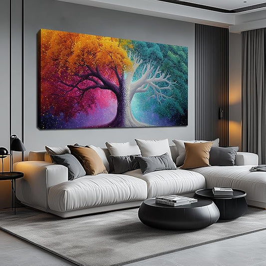Colorful Wall Decor Tree Wall Art Canvas Large Pictures Art for Living Room Bedroom Bathroom Office Modern Artwork 29"x 59"