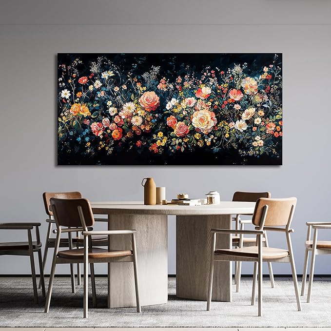 Canvas Wall Art Decor Wall Pictures for Living Room Large Canvas Art Wall Decor Vintage Green Wall Art Large Artwork for Walls Colorful Flower Wall Art Prints Bedroom Office Wall Art Decor 24" X 48"