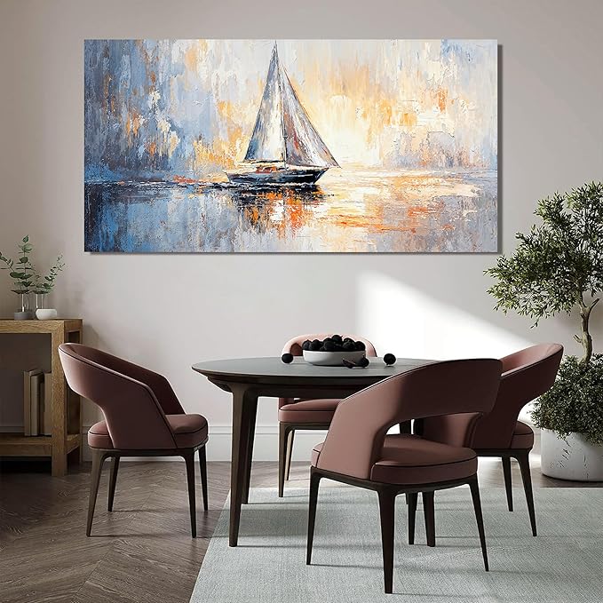 Canvas Wall Art Decor Large Canvas Art Wall Decor Wall Pictures for Living Room Coastal Minimalist Wall Art Large Artwork for Walls Modern Gold Wall Art Prints Bedroom Office Wall Art Decor 24" X 48"