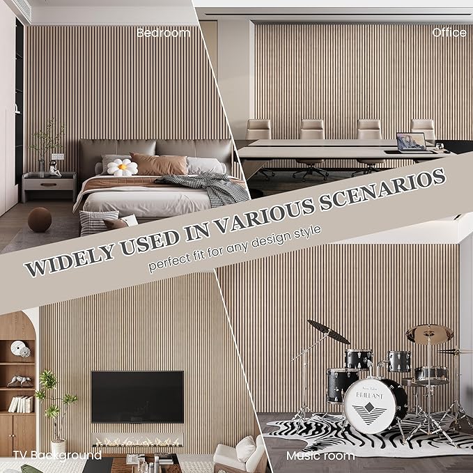 2 Pack 105.9" x 20.5" x 0.8" Acoustic Wall Panels Sound Absorbing, Wood Slat Wall Panels for Wall Decor, Soundproof Wood Wall Panels, Rustic Walnut