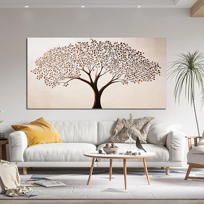 Canvas Art Wall Decor Modern Tree of Life Wall Art Prints Minimalist Botanical Wall Art Decorations Large Wall Art for Living Room Browm Artwork for Walls Bedroom Office Decor Aesthetic 24" X 48"