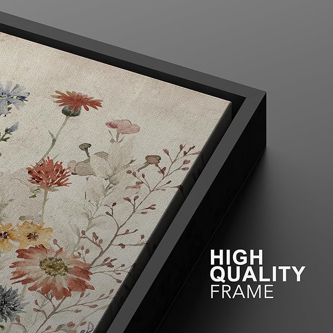 MUDECOR Framed Wall Art Print Set Blooming Wildflowers Illustrations Modern Art Decorative Colorful Chic for Living Room, Bedroom, Office - 24"x36"x3 Black