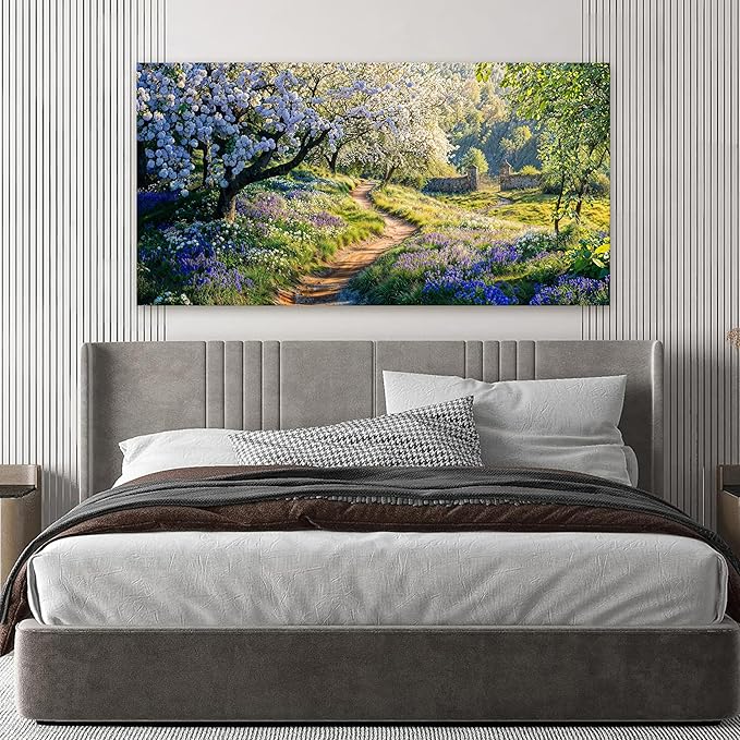 Canvas Wall Art Decor Modern Green Wall Art for Living Room Flower Tree Landscape Wall Art Prints Nature Trail Art Work for Wall Decor Artwork for Walls Kitchen Bedroom Office Decor 20" X 40"