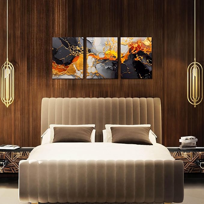 Abstract Pictures for Living Room Wall Decor - Modern Art Wall Decor for Office - 3 Piece Canvas Wall Art for Bedroom Size 12" x 16"