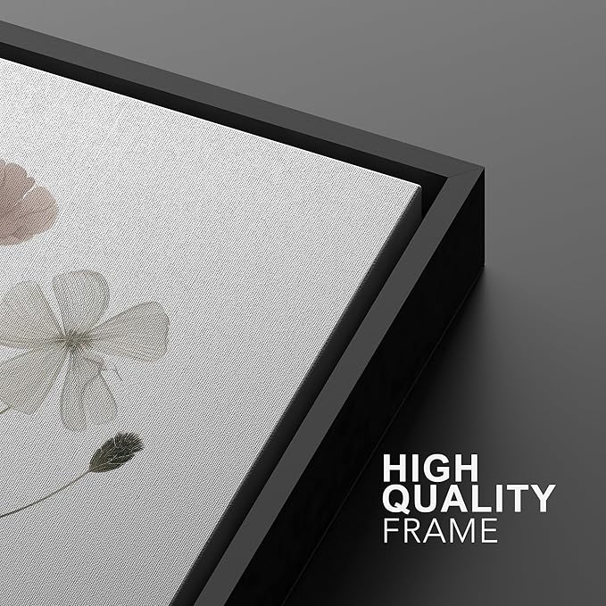 MUDECOR Framed Canvas Print Wall Art Watercolor Wildflower Art Print, Floral Botanical Prints, Minimalist Art, Modern Farmhouse for Bedroom - 16"x24"x3 Black
