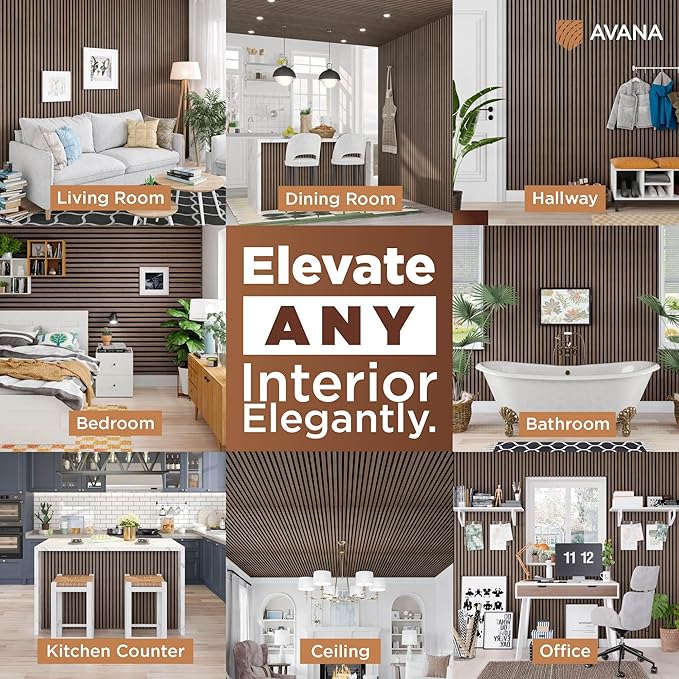 Avana Acoustic Wood Wall Panels – 47.2 X 12.6 Inch Walnut Acoustic Panels 1 PC – Wall Panels For Interior Wall Decor for Homes, Offices, Studios – Modern Sturdy And Durable Wood Panels For Wall