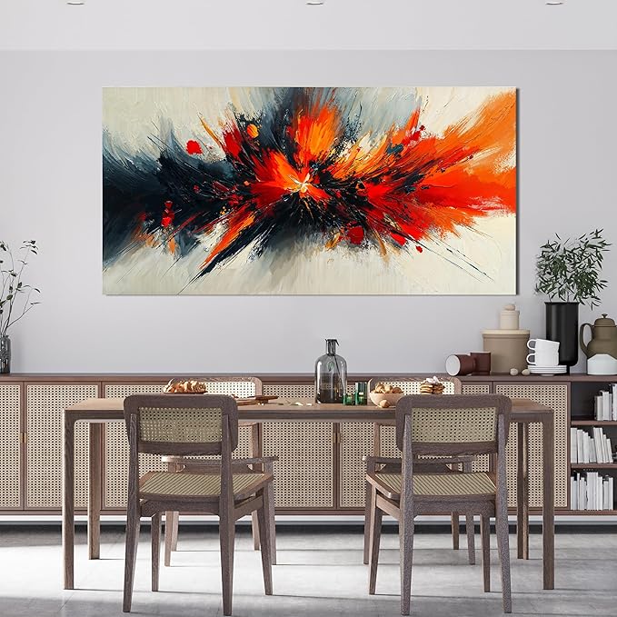 Canvas Wall Art Decor Large Wall Pictures for Living Room Abstract Black and White Wall Art Decor Abstract Artwork for Walls Modern Abstract Red Wall Art Prints Bedroom Office Wall Decor 24" X 48"