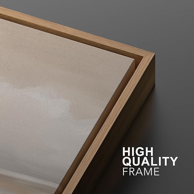 MUDECOR Framed Canvas Print Wall Art Serene Landscape Neutral Coastal Illustrations Realism Decorative for Living Room, Bedroom, Office - 24"x36"x3 Natural