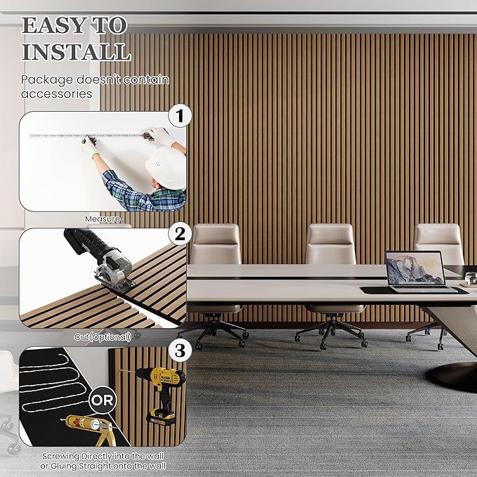 4 Pack 105.9" x 12.6" x 0.8" Acoustic Wall Panels Sound Absorbing, Wood Slat Wall Panels for Wall Decor, Soundproof Wood Wall Panels, Natural Oak