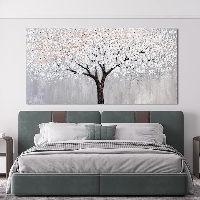 Canvas Wall Art Decor Artwork for Walls Black and White Wall Art Decor Large Tree of Life Wall Art for Living Room Vintage Tree Flower Wall Art Decorations for Room Home Office Wall Decor 29"X58"