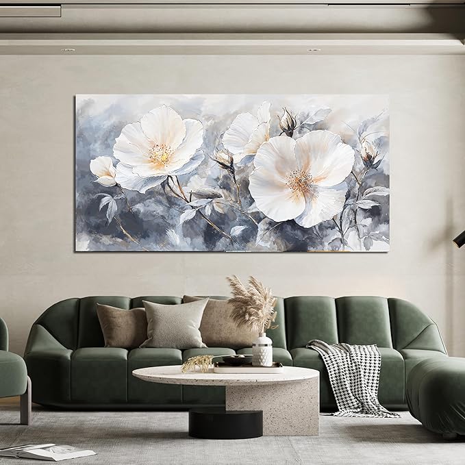 Canvas Wall Art Decor Large Black and White Wall Art Vintage Flower Wall Art Prints Wall Art Pictures for Living Room Canvas Art Wall Decor Oversized Artwork for Walls Bedroom Office Decor 29" X 58"