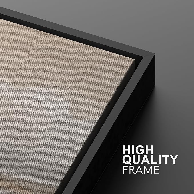 MUDECOR Framed Canvas Print Wall Art Serene Landscape Neutral Coastal Illustrations Realism Decorative for Living Room, Bedroom, Office - 16"x24"x3 Black