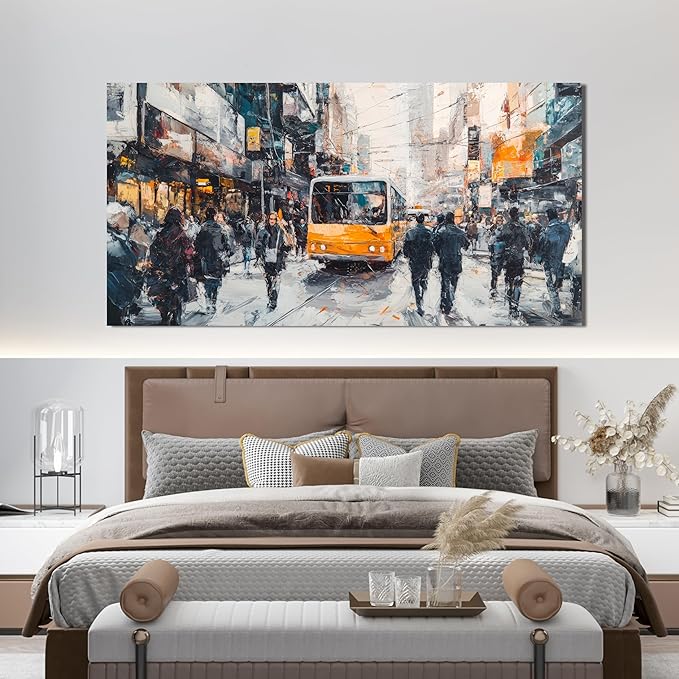 AIXMGSJS Canvas Wall Art Decor Large Wall Art for Living Room Modern Large Wall Art Prints Abstract Canvas Art Wall Decor City Life Pictures Decorations Artwork for Walls Home Office Decor 24" X 48"