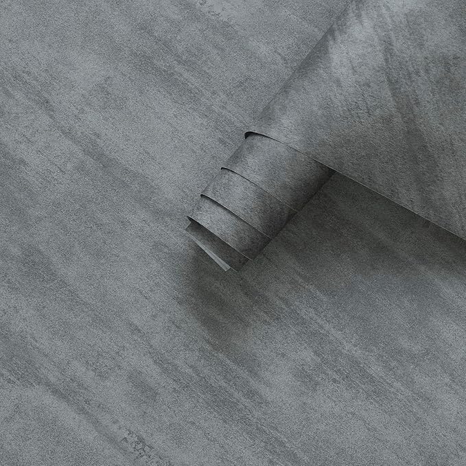 16"×118" Thick Grey Concrete Contact Paper for Countertops 3D Gray Concrete Wallpaper Peel and Stick Removable Cement Wallpaper Vinyl Wrap Tile Sticker for Kitchen Island Walls