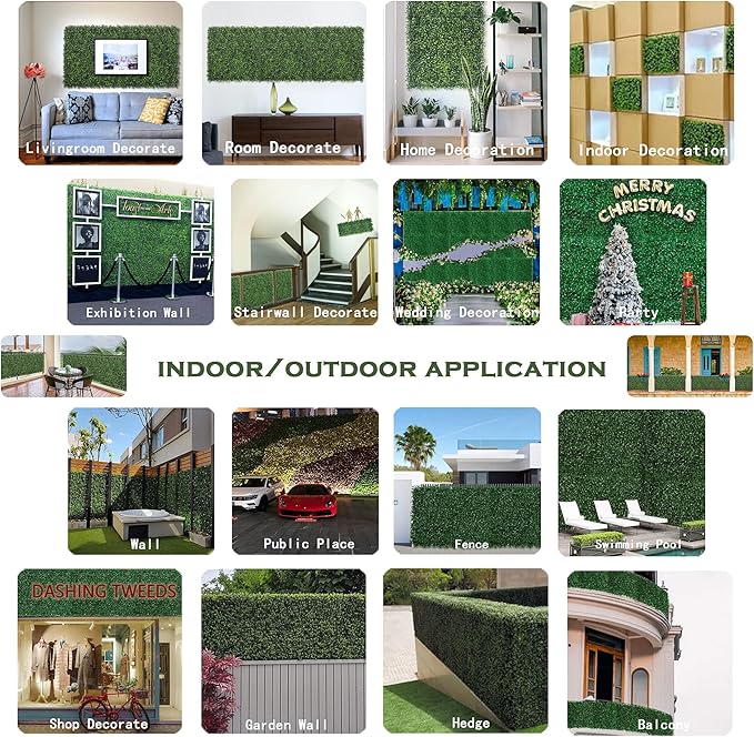 Bybeton Artificial Boxwood Hedge Panel Roll, 48"x120" (40 sqft) UV-Resistant Faux Ivy Privacy Screen for Fence, Garden, Patio, Balcony, Backyard – Realistic Greenery Wall Decor