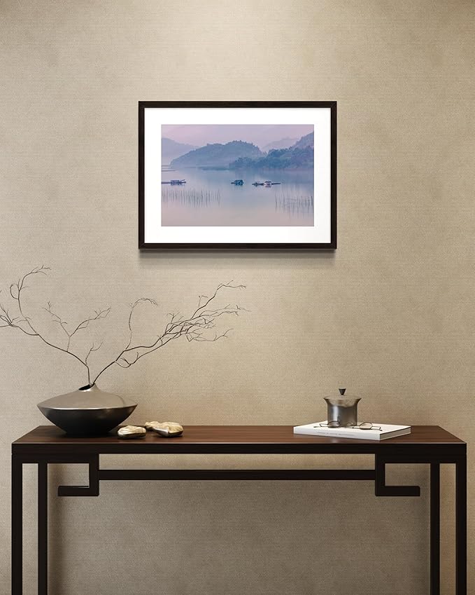 Oriental Beauty: Stunning Feng Shui Landscape Wall Art Prints for Home Decor in 3 Sizes (Misty Reflections: Serenity on a Mountain Lake, 12" x 18")