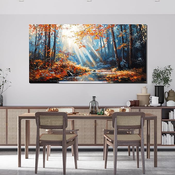 Large Canvas Wall Art Decor Art Work For Wall Decor Nature Landscape Wall Art Decorations Modern Botanical Wall Art Prints Bedroom Office Decor 24"X48" Forest Wall Art Pictures For Living Room