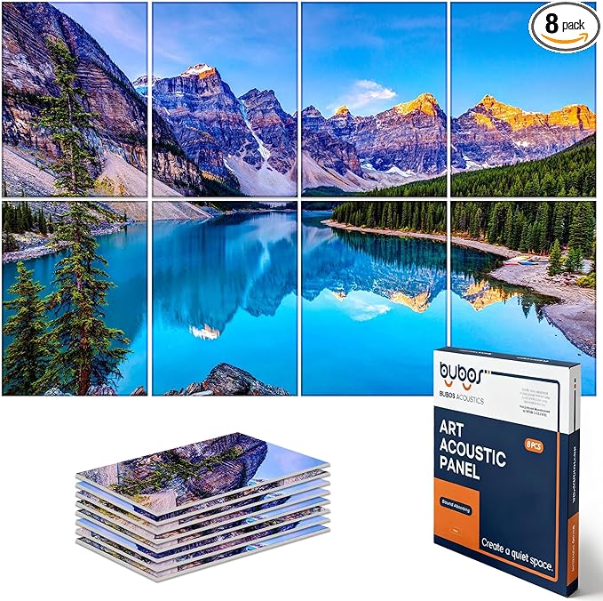 BUBOS 8 Pack Art Acoustic Panels Soundproof Wall Panel,47.2X31.4 Inches Sound Absorbing Panel,Self-Adhesive Decorative Acoustical Wall Panels, Acoustic Treatment for Ceiling Home Office（Banff Park）