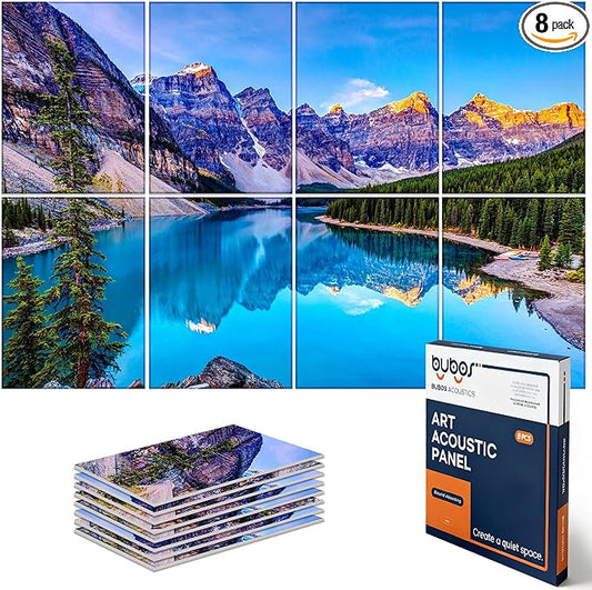 BUBOS 8 Pack Art Acoustic Panels Soundproof Wall Panel,47.2X31.4 Inches Sound Absorbing Panel,Self-Adhesive Decorative Acoustical Wall Panels, Acoustic Treatment for Ceiling Home Office（Banff Park）