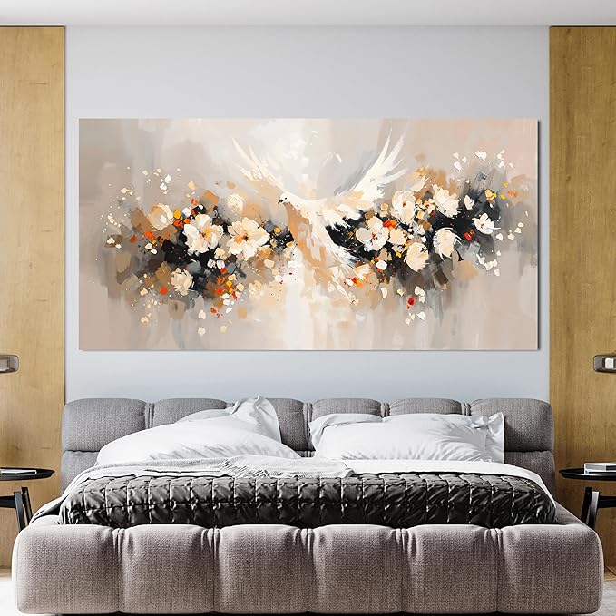 Large Canvas Wall Art Decor Wall Art Pictures for Living Room Colorful Flowers Wall Art Prints Artwork for Walls Oversized Dove of Peace Wall Art Art Work for Wall Decor Home Office Decor 29" X 58"