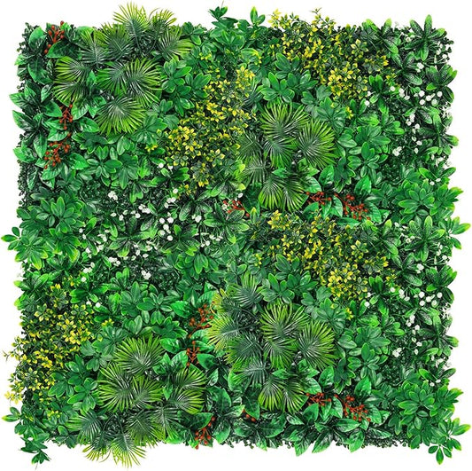 Artificial Grass Wall Panels, 20''x20'' 6pcs Boxwood Wall Panels with Tropical Leaves, Faux Greenery Privacy Fence Screen, Grass Backdrop for Outdoor Indoor Garden Birthday Wedding Decor