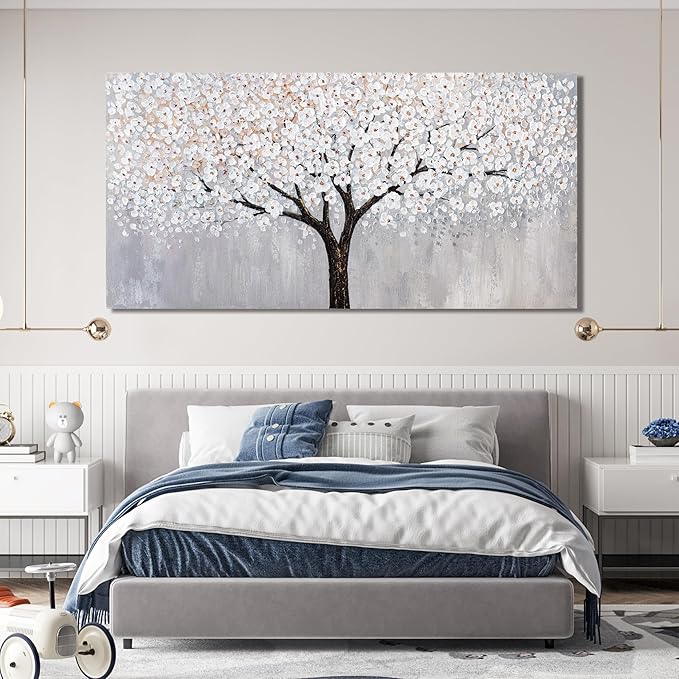 Canvas Wall Art Decor Artwork for Walls Black and White Wall Art Decor Large Tree of Life Wall Art for Living Room Vintage Tree Flower Wall Art Decorations for Room Home Office Wall Decor 29"X58"