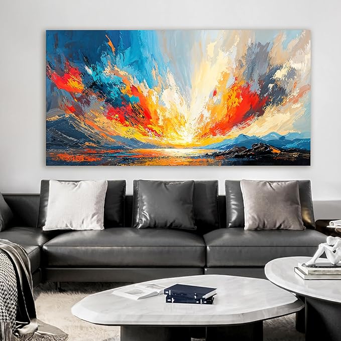 Canvas Wall Art Decor Large Wall Pictures for Living Room Abstract Canvas Art Wall Decor Coastal Landscape Wall Art Large Artwork for Walls Modern Wall Art Prints Bedroom Office Wall Art Decor 29" X 58"