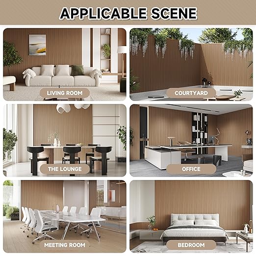 4 Pack Wood Slat Wall Wood Paneling,95 x 8 in Soundpoof Wooden Engineered Wooden Slat Wall Panels,Stylish Acoustic Wall Panels for Interior Walls Decor with Felt Backing,Light Brown