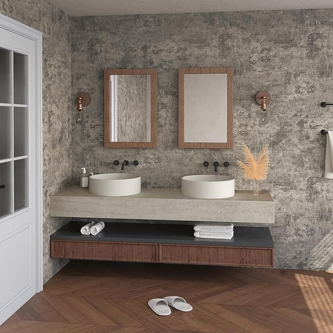 31"×591" Extra Large Size Wide Thick Light Brown Grey Concrete Wallpaper Peel and Stick 3D Industrial Gray Concrete Cement Contact Paper Vinyl Matte Textured Stickers for Bedroom Garage Walls