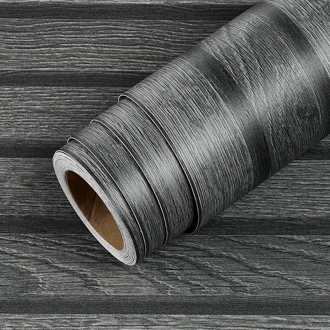 Livelynine Black Wood Slat Wallpaper Peel and Stick Black Faux Beadboard Wallpaper Renter Friendly Waterproof Wall Paper Modern Slate Contact Paper 15.8x78.8 3D Textured Wood Slat Wall Panel Roll