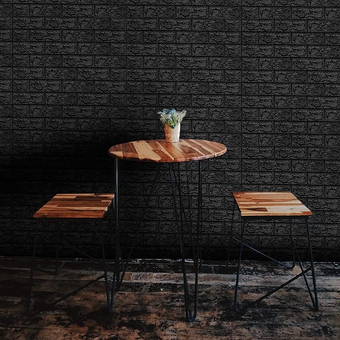 Art3d 11-Pack 64 Sq. Ft Peel and Stick 3D Wall Panels for Interior Wall Decor, Self-Adhesive Foam Brick Wallpaper in Black