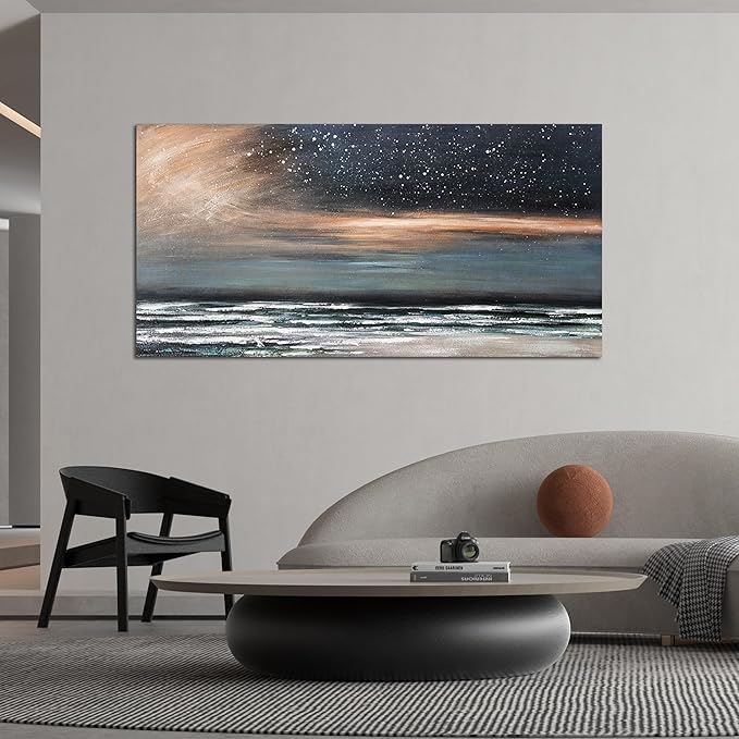 Canvas Wall Art Decor Artwork for Walls Coastal Beach Wall Art Decorations Canvas Modern Art Wall Decor Nature Starry Night Wall Art Prints Art Work for Home Office Kitchen Wall Decor 20"X40"