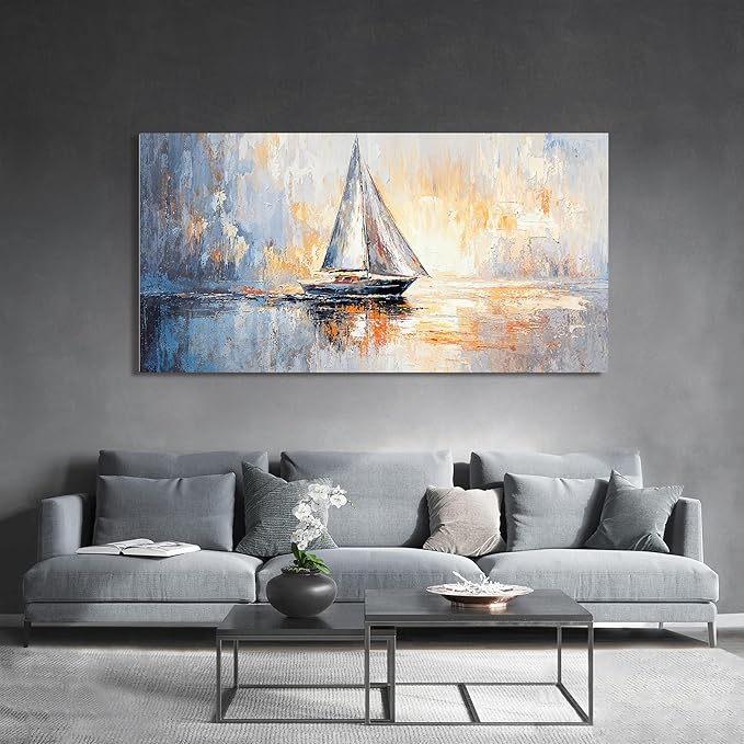 Canvas Wall Art Decor Large Canvas Art Wall Decor Coastal Minimalist Wall Art Wall Pictures for Living Room Large Artwork for Walls Modern Gold Wall Art Prints Bedroom Office Wall Art Decor 29" X 58"