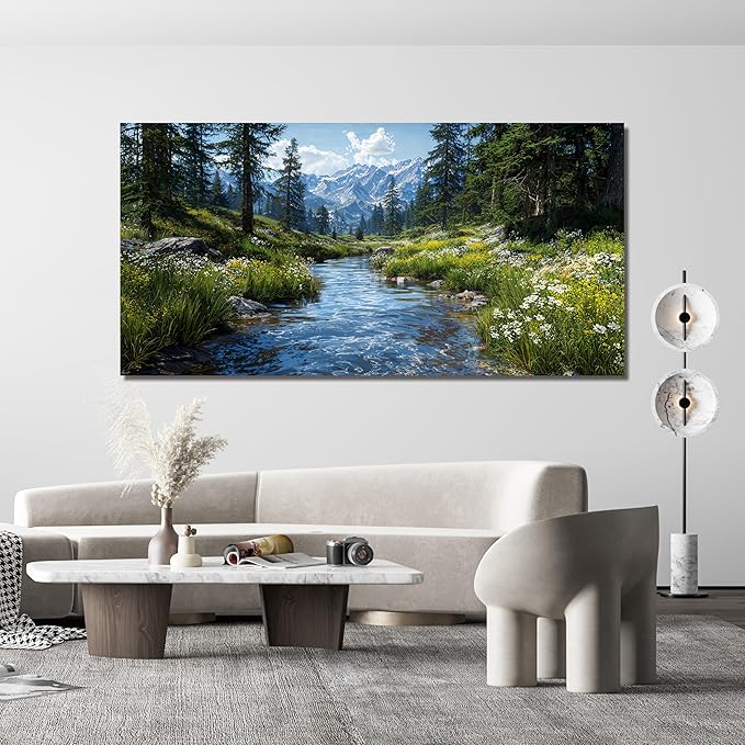 Large Canvas Wall Art Decor Artwork For Walls Green Landscape Wall Art Decor Wall Art Pictures For Living Room Nature Oversized Wall Art Prints Bedroom Kitchen Office Wall Decoration 29" X 58"