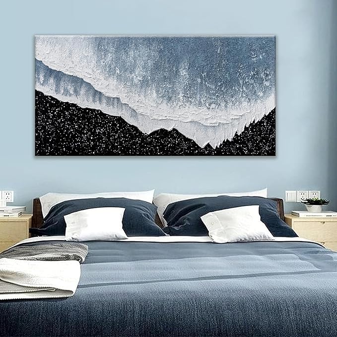 Canvas Wall Art Decor Large Modern Canvas Wall Art For Living Room Blue Beach Wall Art Prints Abstract Art Black and White Wall Art Decor Large Art Work For Bedroom Office Kitchen Wall Decor 29 "x58 "