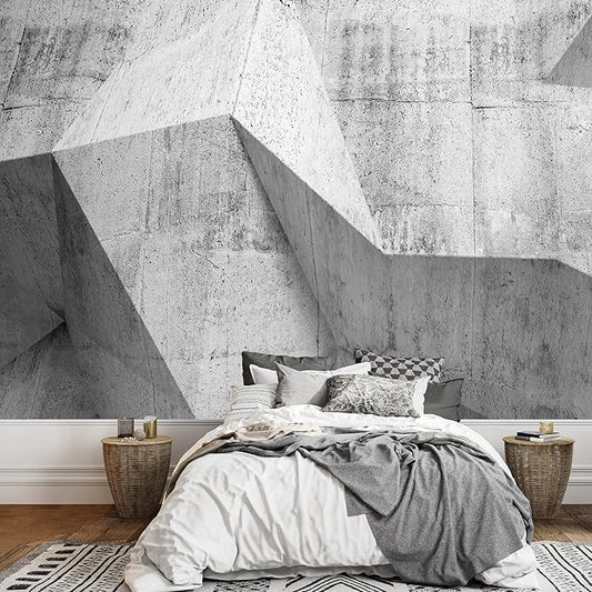 wall26 Removable Wall Sticker/Wall Mural 3D Concrete Architecture Pattern Abstract Shapes Digital Art Modern Art Panorama Multicolor Relax/Calm for Living Room, Bedroom, Office - 100x144 inches