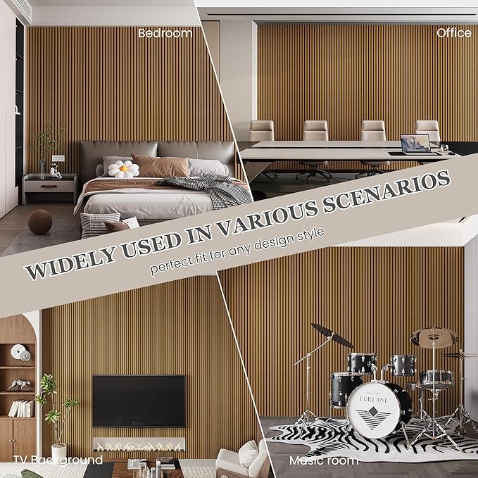 2 Pack 105.9" x 12.6" x 0.8" Acoustic Wall Panels Sound Absorbing, Wood Slat Wall Panels for Wall Decor, Soundproof Wood Wall Panels, Natural Oak