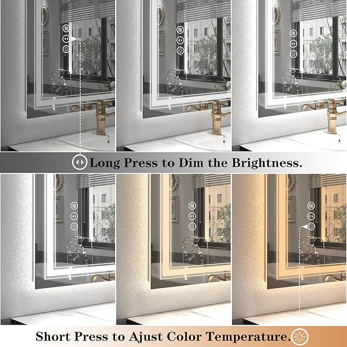 48x32 LED Mirror for Bathroom, Dimmable Vanity Mirror with Lights for Wall, Backlit and Front Lighted, Anti-Fog, Shatter-Poof, ETL Listed (Horizontal/Vertical)