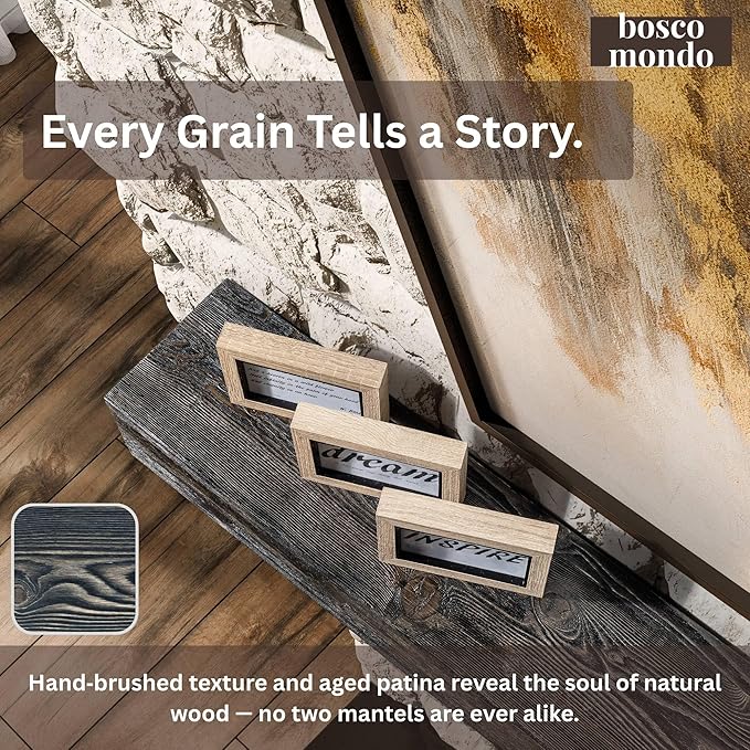 BoscoMondo Fireplace Mantel, Wall-Mounted 72 inch Floating Shelf for Wall, Tv Shelf, Rustic Shelf - 8x6x72 Jacobean