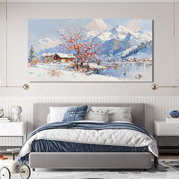 Canvas Oversized Wall Art Prints Wall Art Pictures for Living Room Landscape Farmhouse Large Wall Art Decorations Canvas Art Wall Decor Red Tree Flower Artwork For Walls Bedroom Home Decor 29" X 58"