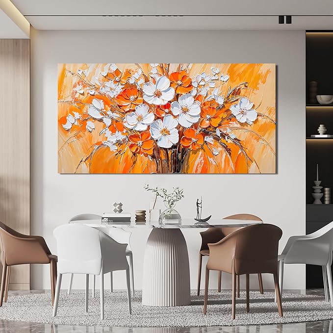 KUPTEU Canvas Wall Art Decor Wall Art Pictures for Living Room Artwork for Walls Vintage Flowers Wall Art Decorations White Floral Wall Art Prints Canvas Art Wall Decor Bedroom Home Decor 20"X40"