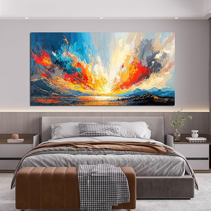 Canvas Wall Art Decor Large Wall Pictures for Living Room Abstract Canvas Art Wall Decor Coastal Landscape Wall Art Large Artwork for Walls Modern Wall Art Prints Bedroom Office Wall Art Decor 29" X 58"