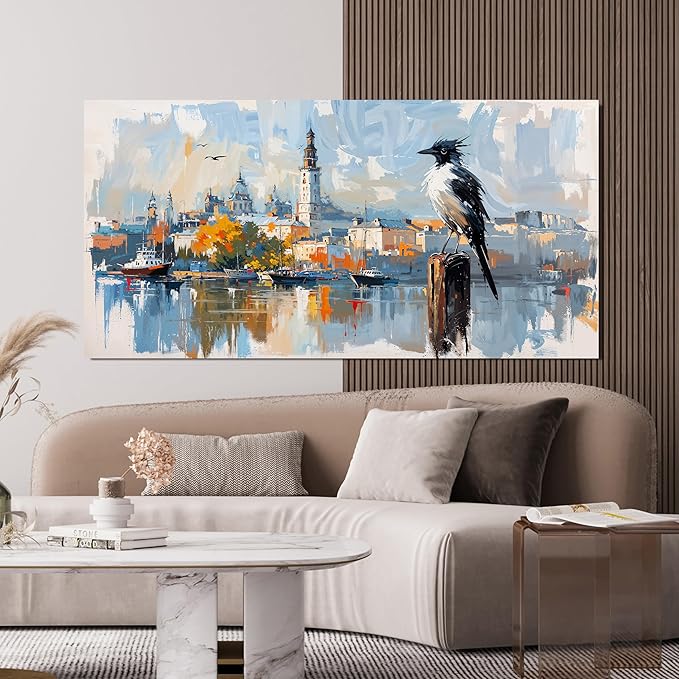 Canvas Wall Art Decor Large Wall Art Pictures for Living Room Art Work for Wall Decor Oversized Modern Landscape Wall Art Prints Artwork for Walls Bird Wall Decorations Bedroom Home Wall Art Decor 29"X58"