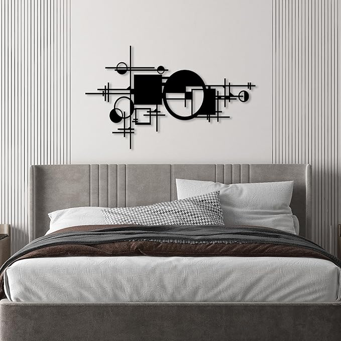 Abstract Metal Wall Decor, Modern Wall Art, Contemporary Home Office Decoration, Unique Geometric Wall Sculpture, Modern Mid Century Hanging, Decor for Living Room, Bedroom, Hallway, Housewarming Gift