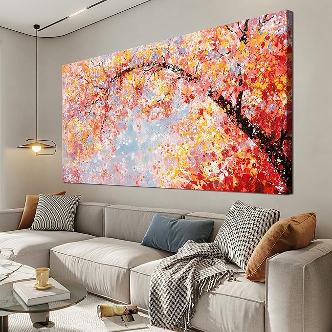 Canvas Wall Art Decor Canvas Modern Art Wall Decor Tree of Life Wall Art for Living Room Colorful Wall Art Decor Tree Flower Wall Art Prints Art Work for Room Home Office Wall Decor 24" X 48"