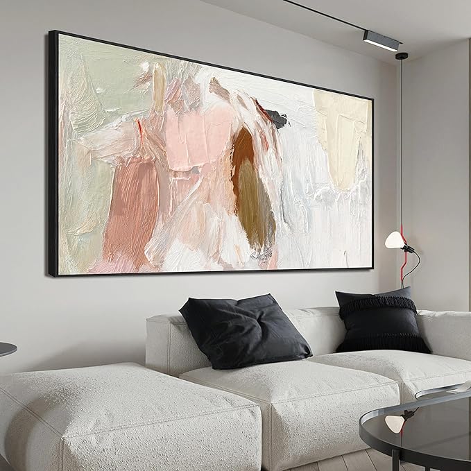 Canvas Wall Art Decor Large Abstract Wall Art Prints Wall Art Pictures For Living Room Framed Pink and White Wall Art Decorations Abstract Canvas Art Wall Decor Home Office Aesthetic Decor 29"x58"