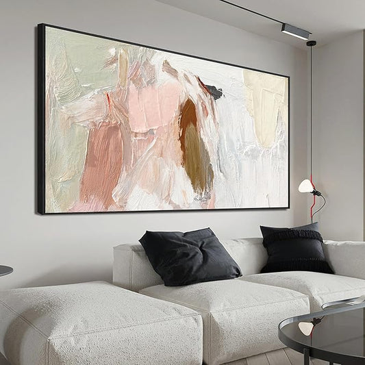 Canvas Wall Art Decor Large Abstract Wall Art Prints Wall Art Pictures For Living Room Framed Pink and White Wall Art Decorations Abstract Canvas Art Wall Decor Home Office Aesthetic Decor 29"x58"