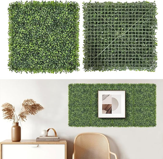 Artificial Grass Wall Panels, 8 PCS 20x20 inch Boxwood Hedge Wall Panels with 100 Zip Ties, Boxwood Panels Backdrop for Outdoor Indoor Decorative Garden Fences Backyard Patio Privacy Hedge