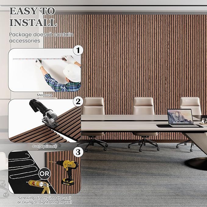 2 Pack 105.9" x 20.5" x 0.8" Acoustic Wall Panels Sound Absorbing, Wood Slat Wall Panels for Wall Decor, Soundproof Wood Wall Panels, Red Oak