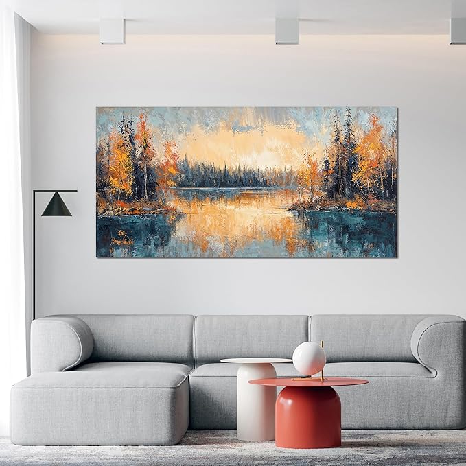 Canvas Wall Art Decor Wall Art Pictures for Living Room Canvas Art Wall Decor Modern Nature Landscape Wall Art Yellow Nightfall Wall Art Decor Artwork for Walls Bedroom Office Wall Decor 20" X 40"